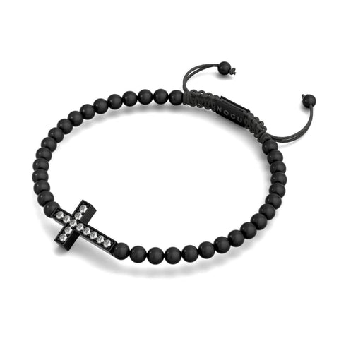 Kristallkreuz | Rotguss | Schwarz | Makramee Charmballa Armband